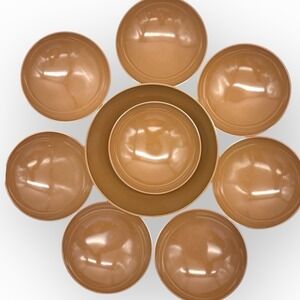 Vtg Texas Ware Brown Melamine 8 C2 Salad Cereal bowls 1 Serving Bowl Wheat